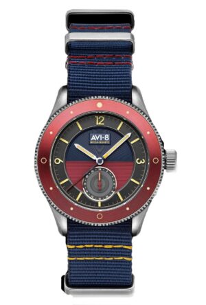 AVI-8 Flyboy Airmaster Sector Meca-Quartz Navy Blue And Red Dial AV-4112-04 Men's Watch