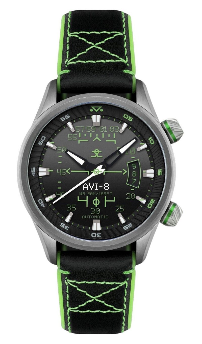 AVI-8 Hawker Harrier HUD Leather Strap Gradient Black Dial Automatic AV-4117-02 Men's Watch
