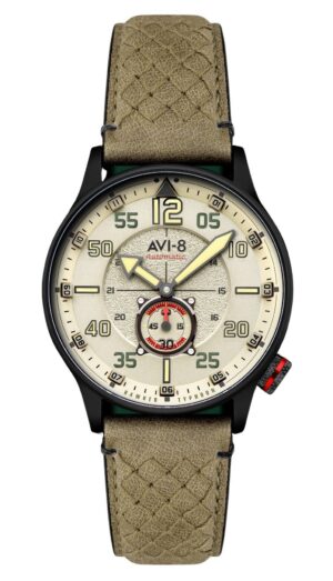 AVI-8 Hawker Typhoon Baldwin Automatic Leather Strap Dark Khaki Dial AV-4119-04 Men's Watch