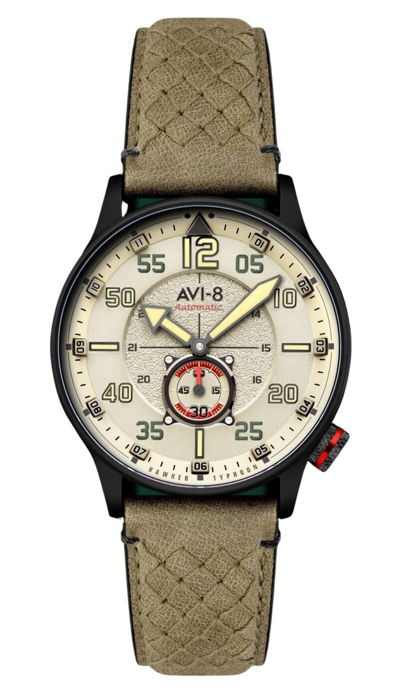 AVI-8 Hawker Typhoon Baldwin Automatic Leather Strap Dark Khaki Dial AV-4119-04 Men's Watch