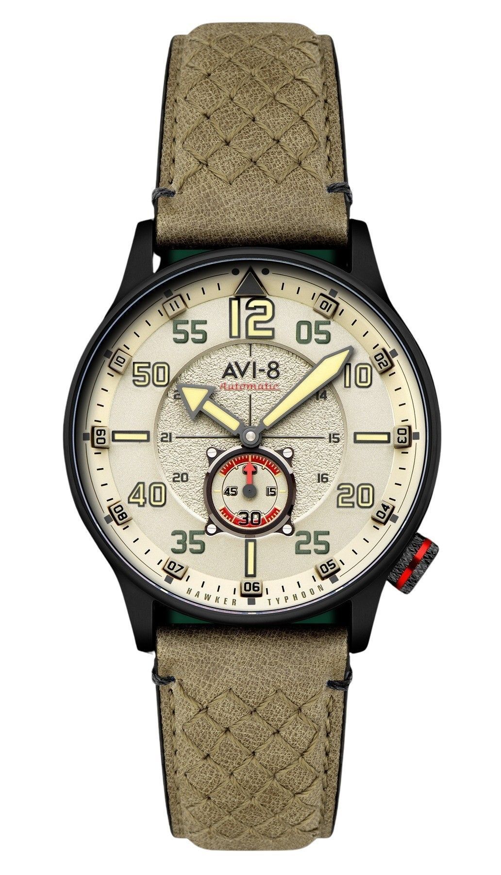 AVI-8 Hawker Typhoon Baldwin Automatic Leather Strap Dark Khaki Dial AV-4119-04 Men's Watch