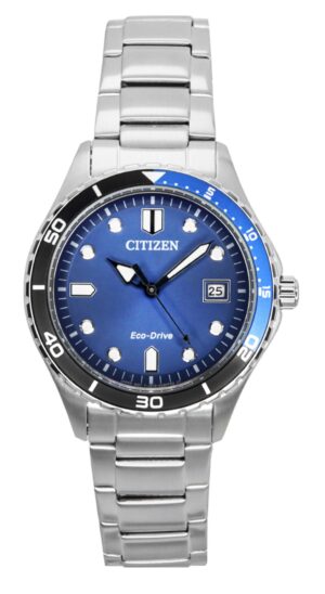 Citizen Eco-Drive Stainless Steel Blue Dial AW1821-89L 100M Unisex Watch