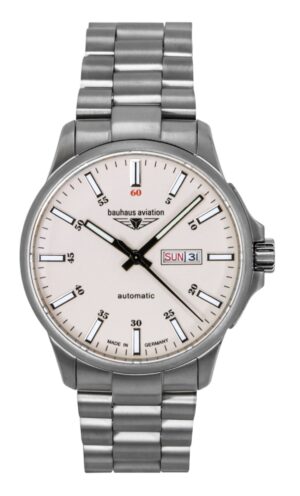 Bauhaus Aviation Titanium Beige Dial Automatic 2866M5 100M Men's Watch