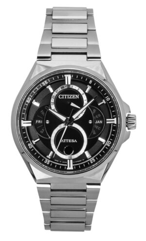 Citizen Attesa Super Titanium Moon Phase Black Dial Eco-Drive BU0060-68E 100M Men's Watch