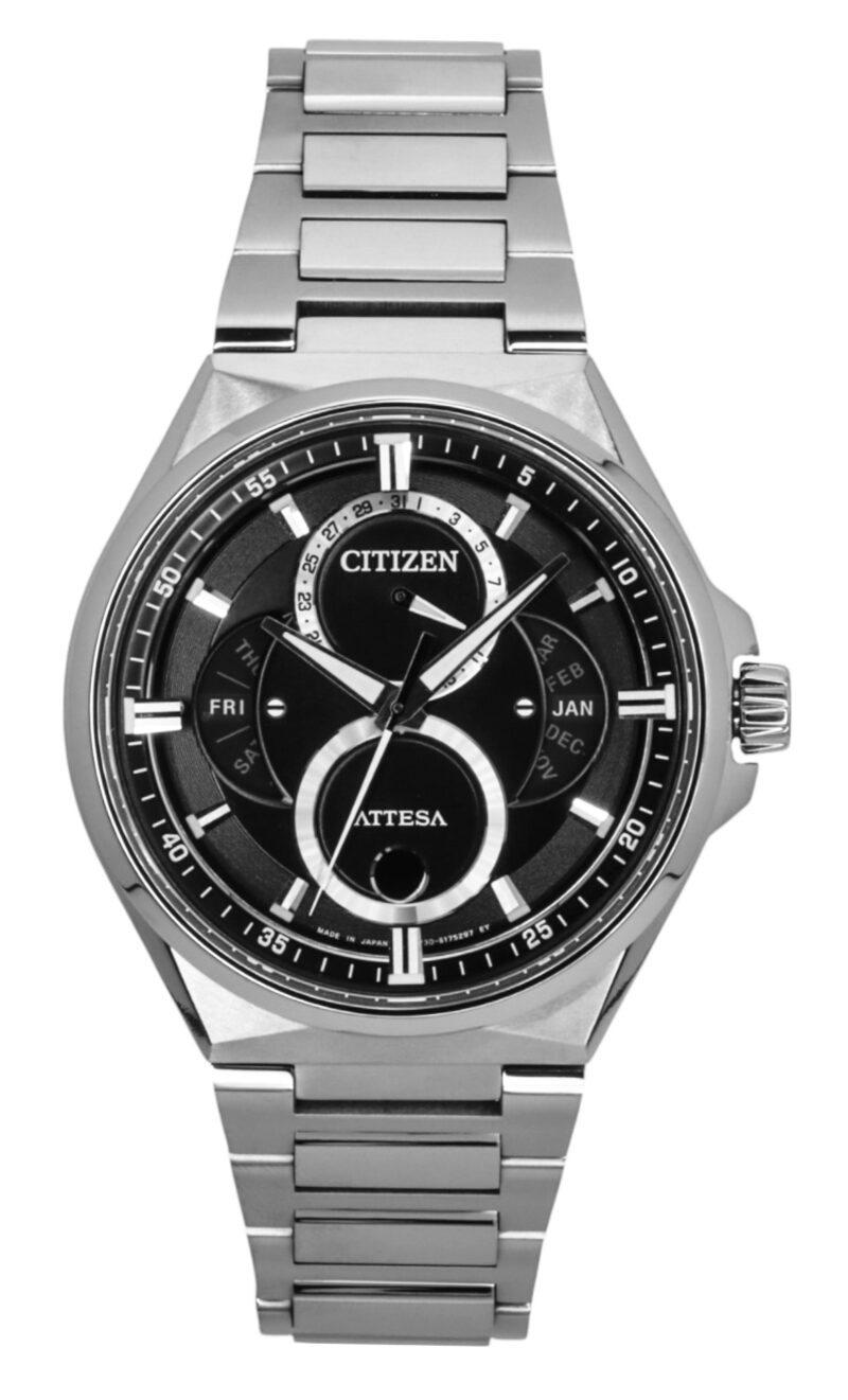Citizen Attesa Super Titanium Moon Phase Black Dial Eco-Drive BU0060-68E 100M Men's Watch