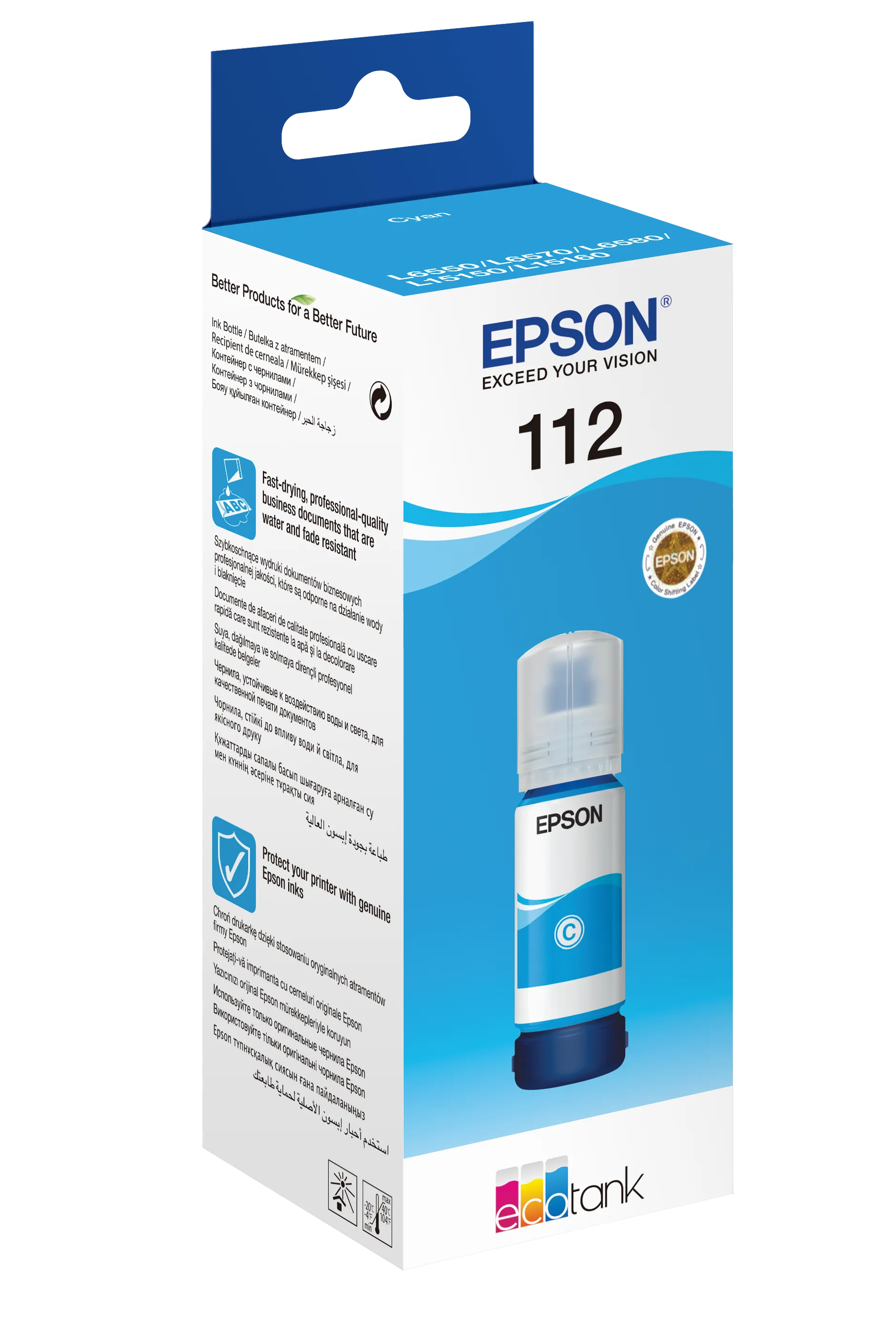 Epson 112 EcoTank Pigment Cyan ink bottle (70 ml) (C13T06C24A)