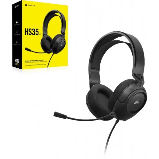 HS35 v2 Carbon Gaming Headset; Universal 3.5mm connectivity; 50mm audio drivers; Flexible omni-directional microphone - (CA-9011377-AP)