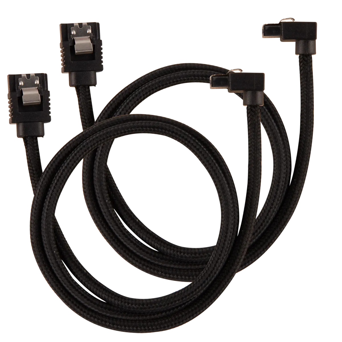 Corsair Premium Sleeved SATA Data Cable Set with 90° Connectors; Black; 60cm (CC-8900282)