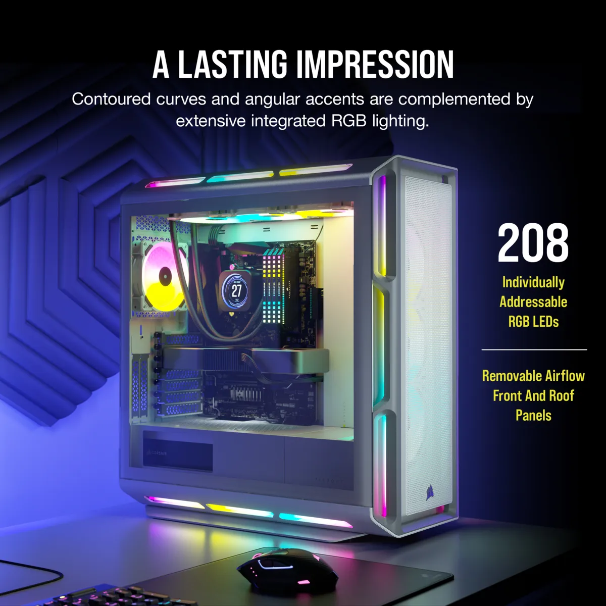 5000T RGB White Tempered Glass Mid-Tower; 2x 3.5'' |  4x 2.5'' Drive Bays; Up to 360mm Radiator compatible; 4x 120mm fan incl (CC-9011231-WW)