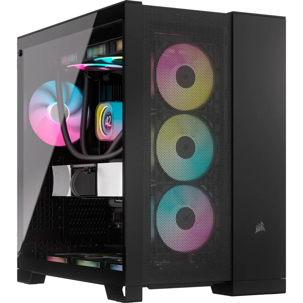 6500D Airflow Black Tempered Glass Mid-Tower; 2x 3.5'' |  2x 2.5'' Drive Bays; Up to 360mm Radiator compatible (CC-9011259-WW)