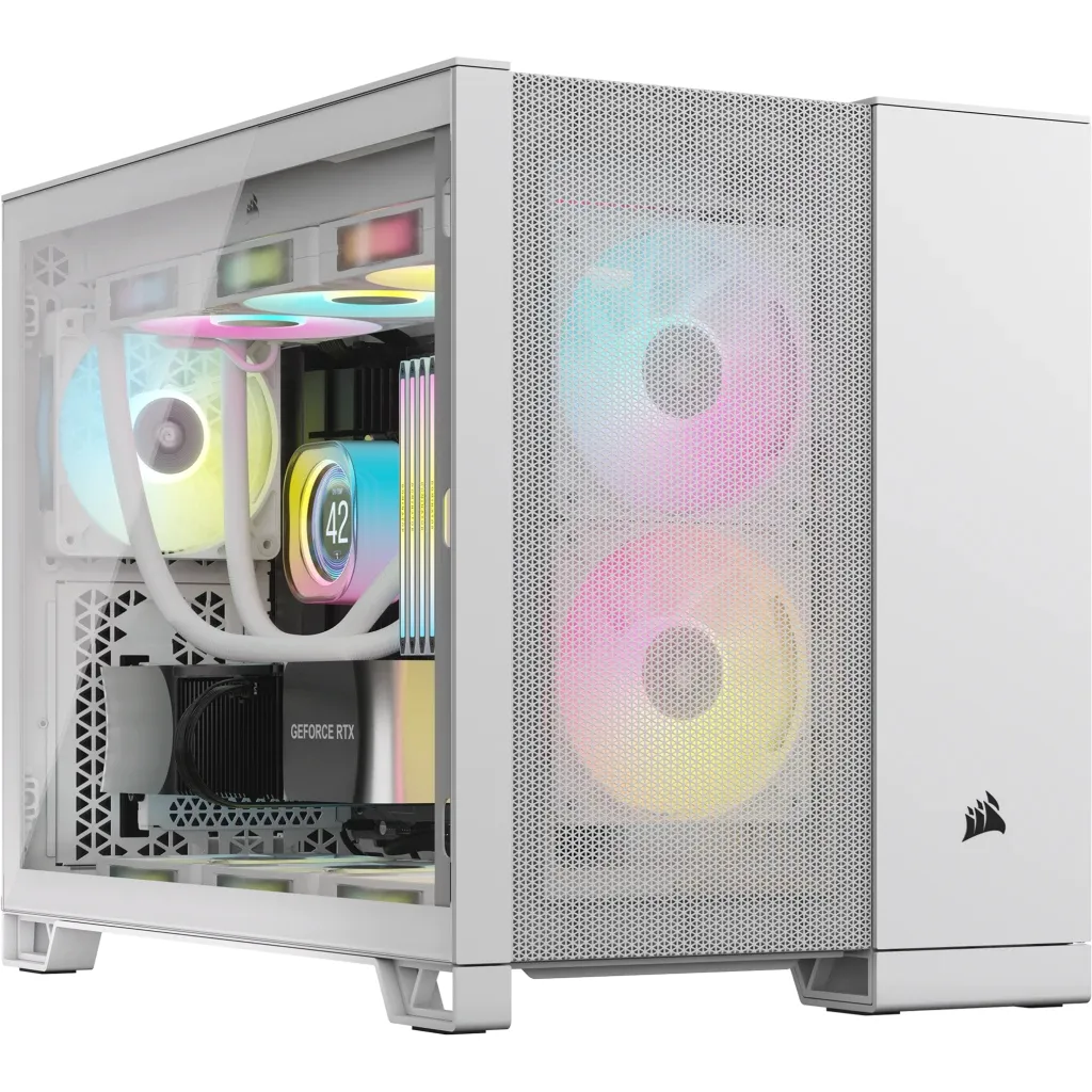2500D Airflow White Mid-Tower Dual Chamber PC Case; 2x 3.5'' |  2x 2.5'' Drive Bays; Up to 360mm Radiator compatible (CC-9011264-WW)
