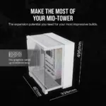 6500X RGB Mid-Tower White Dual Chamber PC Case; 2x 3.5'' |  2x 2.5'' Drive Bays; 360mm Radiator compatible; 3x 120mm fan incl (CC-9011270-WW)_2