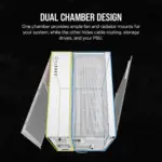 6500X RGB Mid-Tower White Dual Chamber PC Case; 2x 3.5'' |  2x 2.5'' Drive Bays; 360mm Radiator compatible; 3x 120mm fan incl (CC-9011270-WW)_9