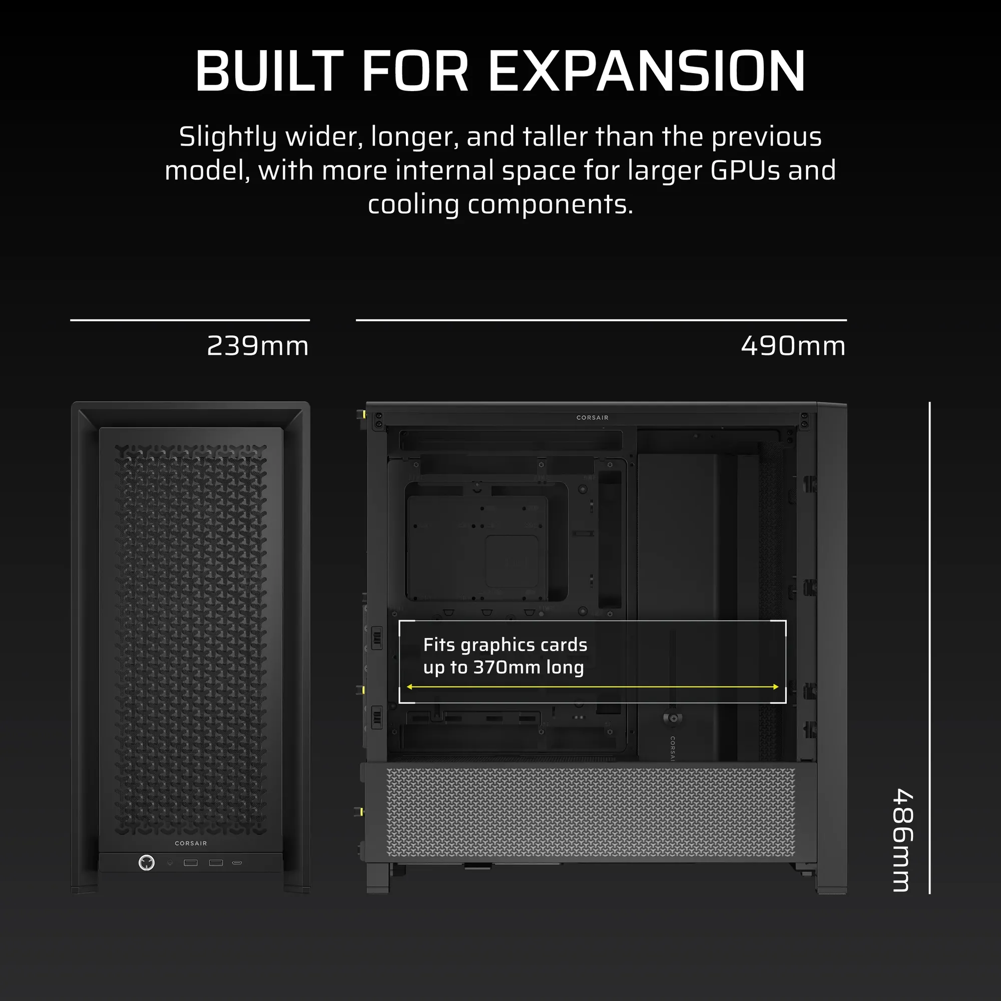 FRAME 4000D Black Mid-Tower PC Case; 2x 3.5'' |  2x 2.5'' Drive Bays; Up to 360mm Radiator compatible; No Fans (CC-9011290-WW)