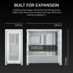 FRAME 4000D White Mid-Tower PC Case; 2x 3.5'' |  2x 2.5'' Drive Bays; Up to 360mm Radiator compatible; No Fans (CC-9011291-WW)_6