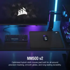 Corsair MM500 v2 Hybrid Cloth Gaming Mouse Pad - Large; Black; 450mm x 400mm (CH-941B161-WW)