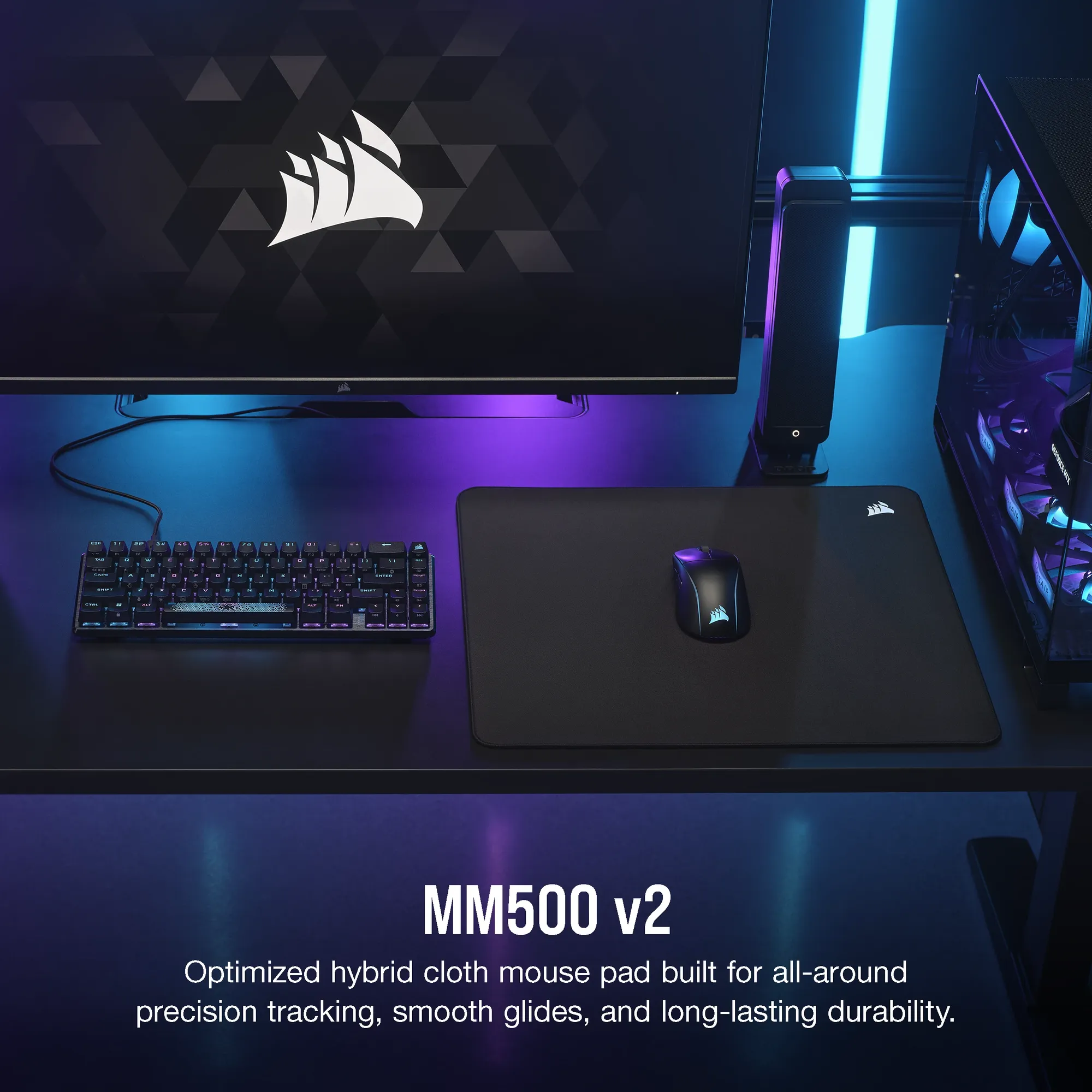 Corsair MM500 v2 Hybrid Cloth Gaming Mouse Pad - Large; Black; 450mm x 400mm (CH-941B161-WW)
