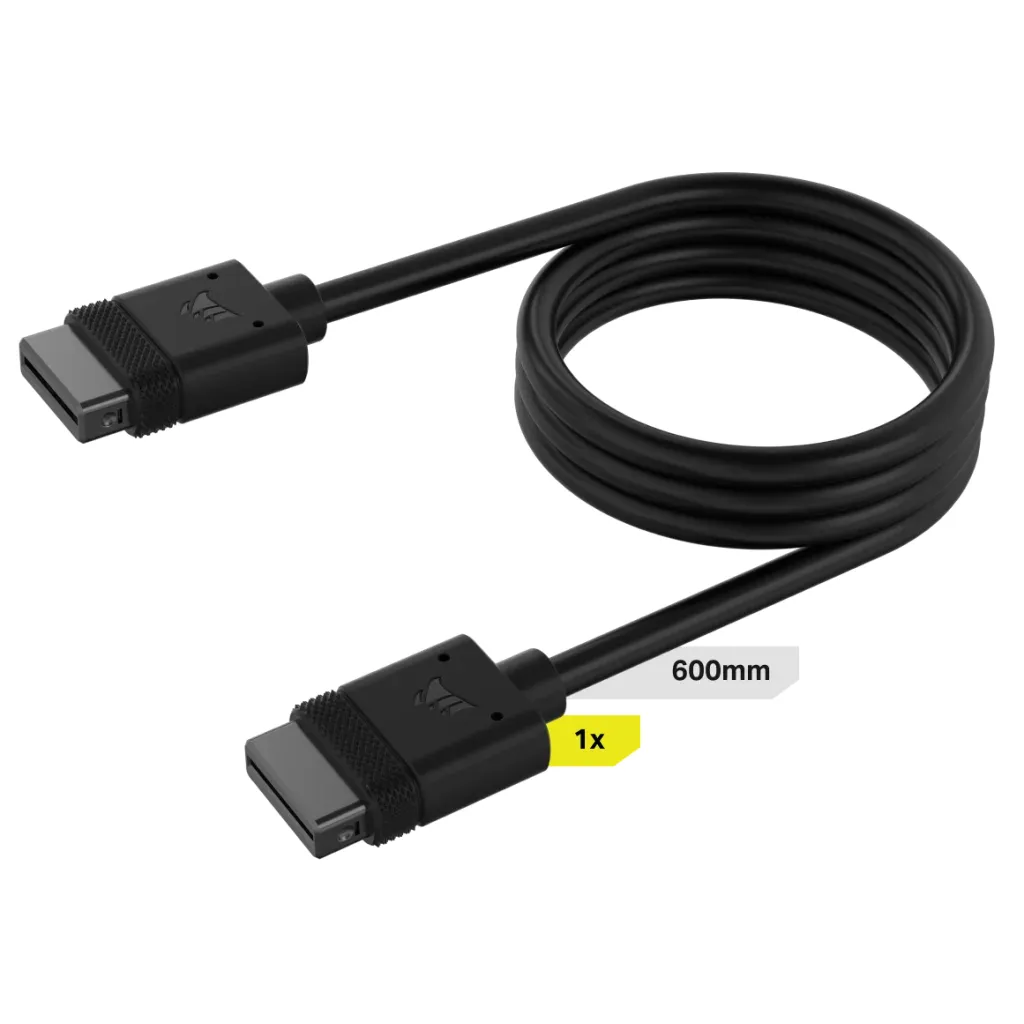 Corsair iCUE LINK Cable; 1x 600mm with Straight connectors; Black (CL-9011119-WW)