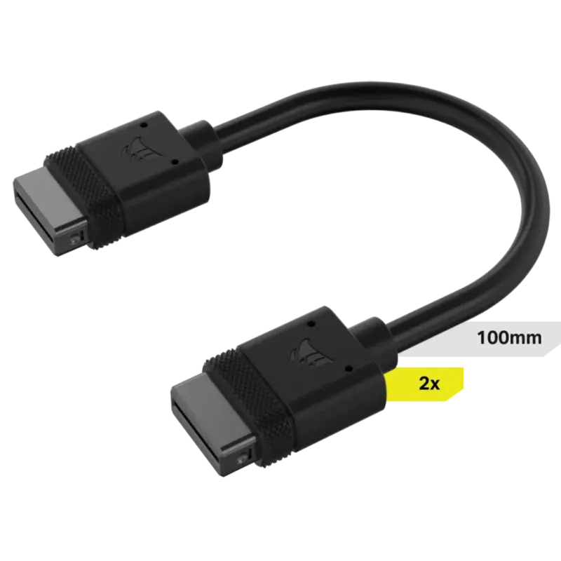 CorsairiCUE LINK Cable; 2x 100mm with Straight connectors; Black (CL-9011121-WW)_1