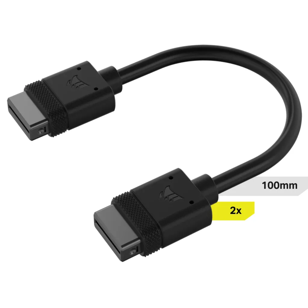 CorsairiCUE LINK Cable; 2x 100mm with Straight connectors; Black (CL-9011121-WW)