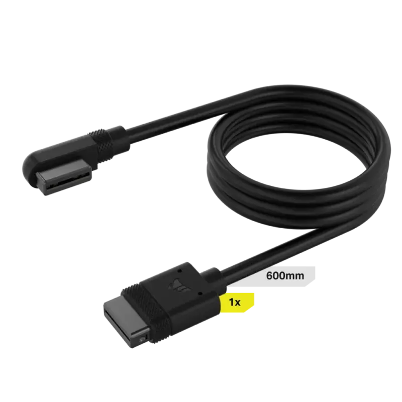 Corsair iCUE LINK Cable; 1x 600mm with Straight/Slim 90° connectors; Black (CL-9011122-WW)_1