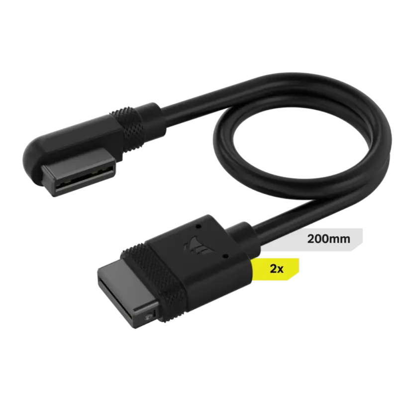 Corsair iCUE LINK Cable; 2x 200mm with Straight/Slim 90 degree connectors; Black (CL-9011123-WW)_1