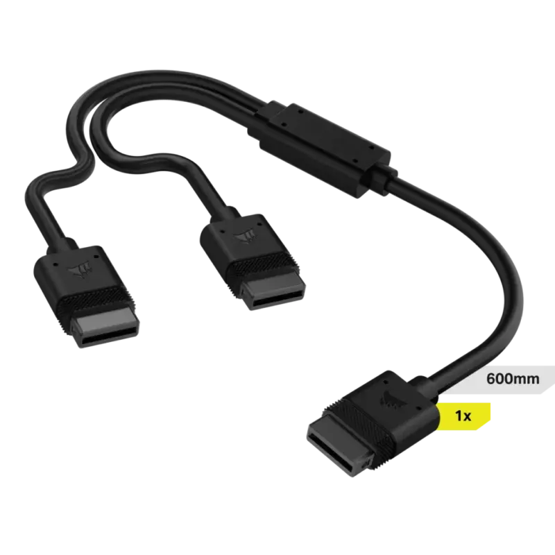 Corsair iCUE LINK Cable; 1x 600mm Y-Cable with Straight connectors; Black (CL-9011124-WW)_1