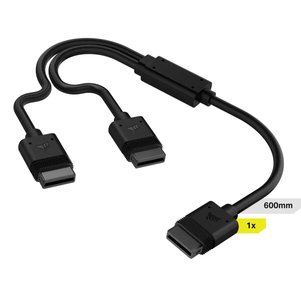 Corsair iCUE LINK Cable; 1x 600mm Y-Cable with Straight connectors; Black (CL-9011124-WW)