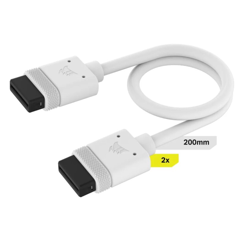 CORSAIR iCUE LINK Cable; 2x 200mm with Straight connectors; White (CL-9011128-WW)_4