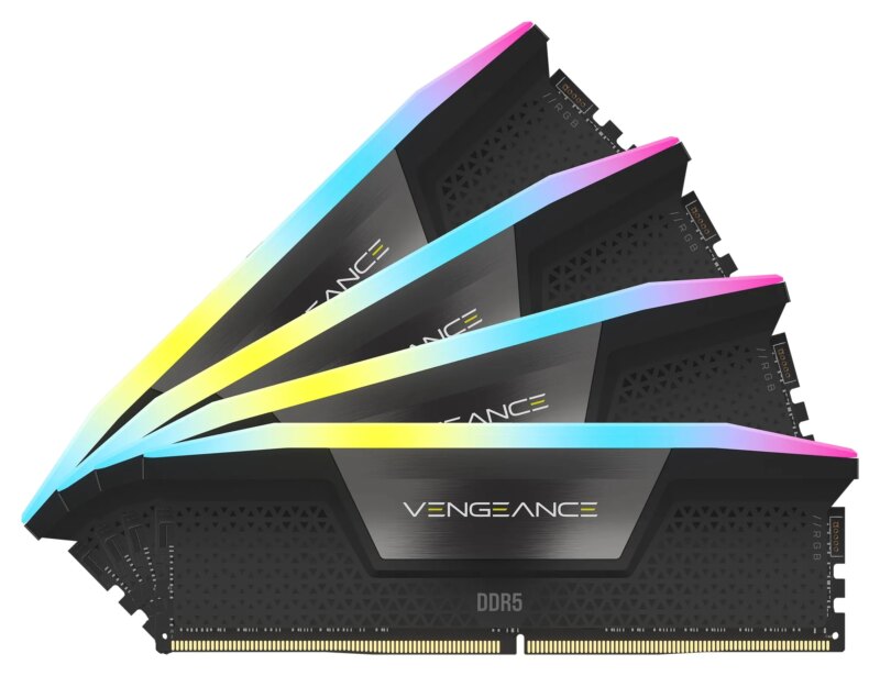 Corsair VENGEANCE® RGB 128GB (4 x 32GB) DDR5 DRAM 5600 C40 Memory Kit; 40-40-40-77; 1.25V Intel XMP - Black. (CMH128GX5M4B5600C40)_1
