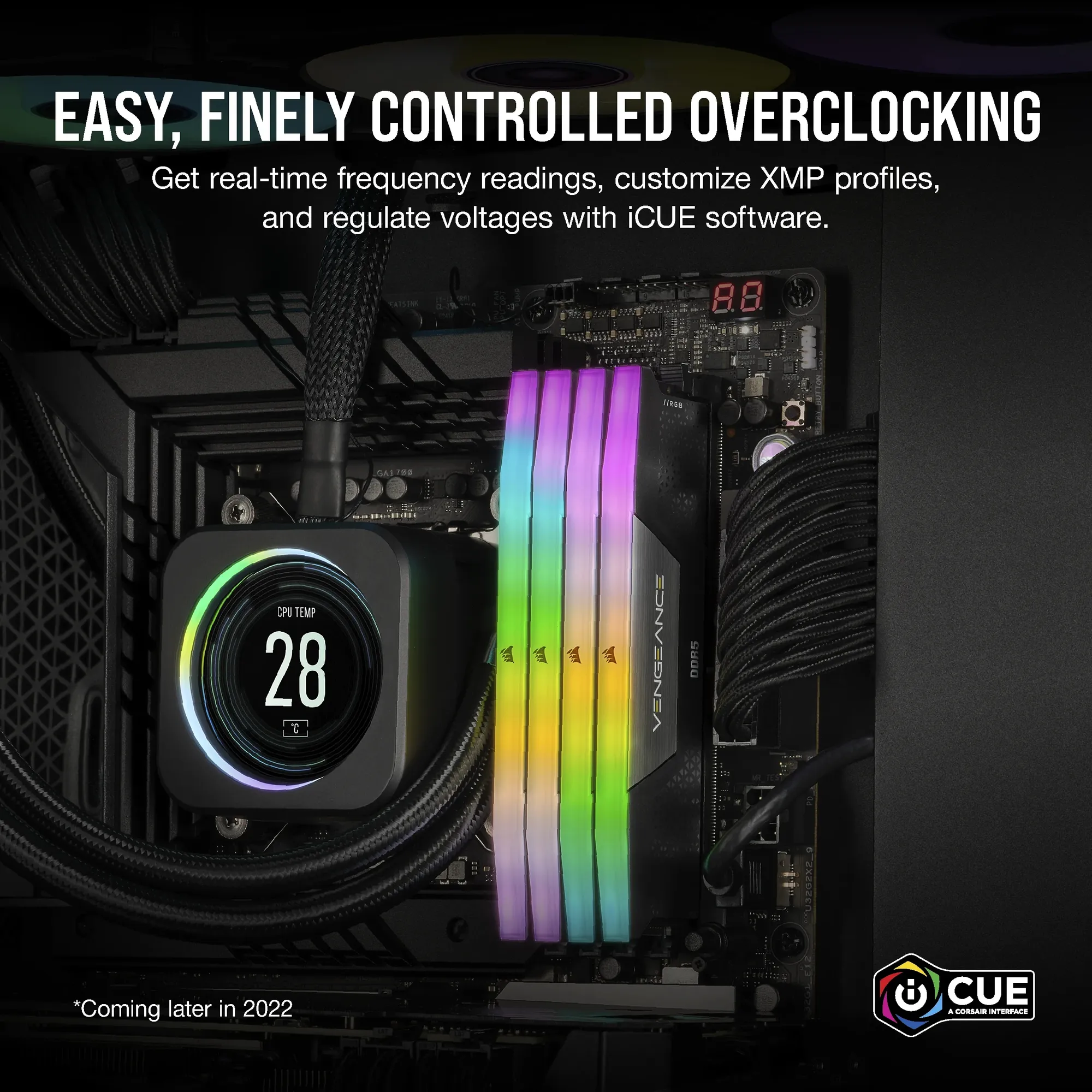 Corsair VENGEANCE® RGB 128GB (4 x 32GB) DDR5 DRAM 5600 C40 Memory Kit; 40-40-40-77; 1.25V Intel XMP - Black. (CMH128GX5M4B5600C40)