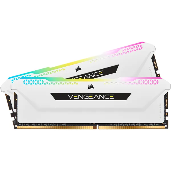 Corsair VENGEANCE® RGB PRO SL 16GB (2 x 8GB) DDR4 DRAM 3200MHz C16 Memory Kit; 18-22-22-42; 1.35; White (CMH16GX4M2E3200C16W)