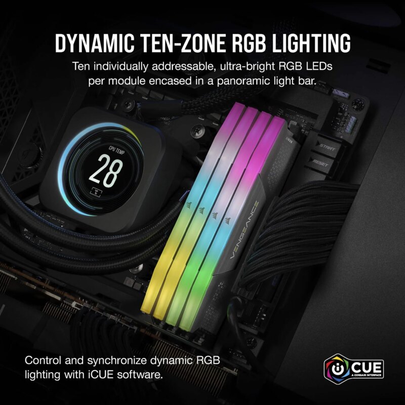 Corsair VENGEANCE RGB DDR5 32GB (2x16GB) DDR5 6000 CL36-44-44-96 1.4V  Intel XMP and AMD EXPO Memory - Grey. (CMH32GX5M2E6000Z36)_10