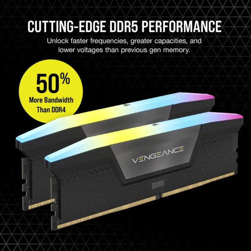 Corsair VENGEANCE RGB DDR5 32GB (2 x 16GB) DDR5 7200 CL34-44-44-96 1.45V Intel XMP - BLACK. (CMH32GX5M2X7200C34)_4