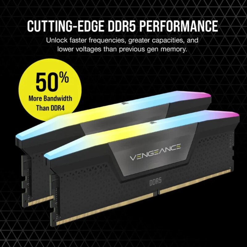 Corsair VENGEANCE RGB DDR5 48GB (2 x 24GB) DDR5 7200 CL36-46-46-116 1.40V Intel XMP - BLACK (CMH48GX5M2B7200C36)_3