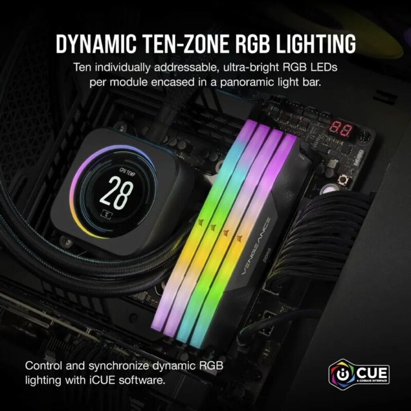 Corsair VENGEANCE RGB DDR5 48GB (2 x 24GB) DDR5 7200 CL36-46-46-116 1.40V Intel XMP - BLACK (CMH48GX5M2B7200C36)_5
