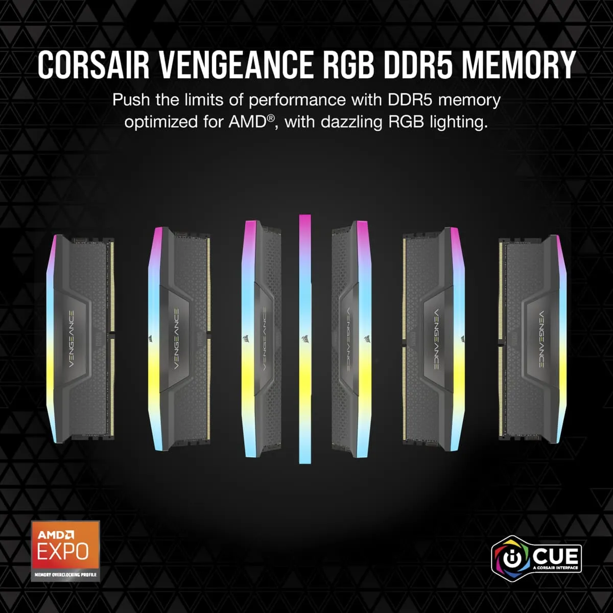 Corsair VENGEANCE RGB DDR5 64GB (2x32GB) DDR5 5200 CL40-40-40-77 1.25V AMD EXPO & Intel XMP - Grey. (CMH64GX5M2B5200Z40K)