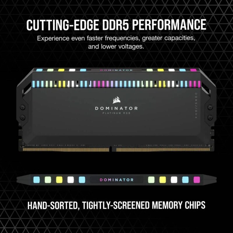 Corsair DOMINATOR RGB DDR5 32GB (2 x 16GB) DDR5 6400 CL32-40-40-84 1.40V Intel XMP - BLACK (CMT32GX5M2B6400C32)