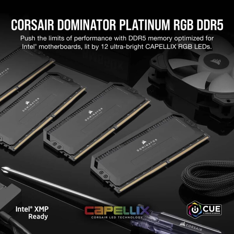 Corsair DOMINATOR RGB DDR5 32GB (2 x 16GB) DDR5 7200 CL34-44-44-96 1.45V Intel XMP - BLACK (CMT32GX5M2X7200C34)_2