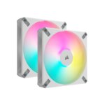 Corsair AF ELITE Series; AF140 RGB ELITE WHITE; 140mm Fluid Dynamic RGB Fan with AirGuide; Dual Pack with Lighting Node CORE (CO-9050160-WW)