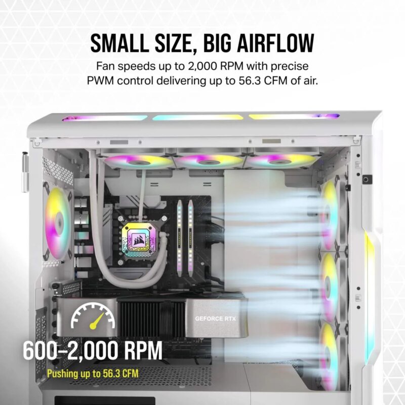 Corsair iCUE AF120 RGB SLIM 120mm PWM Fluid Dynamic Bearing Fan - White (CO-9050164-WW) - Image 17