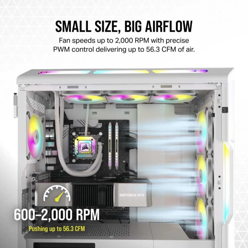 Corsair iCUE AF120 RGB SLIM 120mm PWM Fluid Dynamic Bearing Fan - White (CO-9050164-WW) - Image 18
