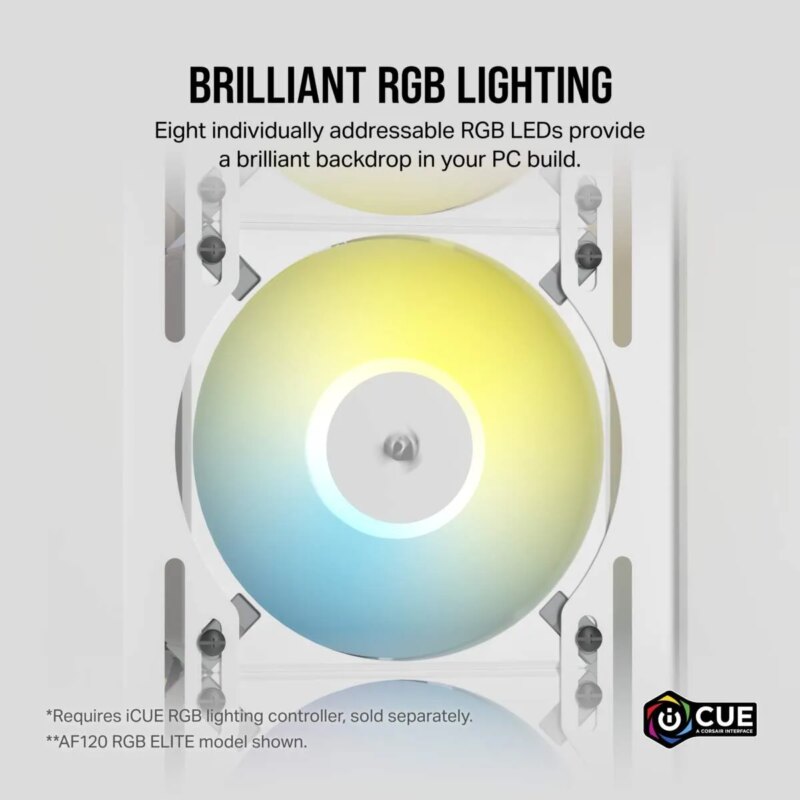 Corsair iCUE AF120 RGB SLIM 120mm PWM Fluid Dynamic Bearing Fan - White (CO-9050164-WW) - Image 23