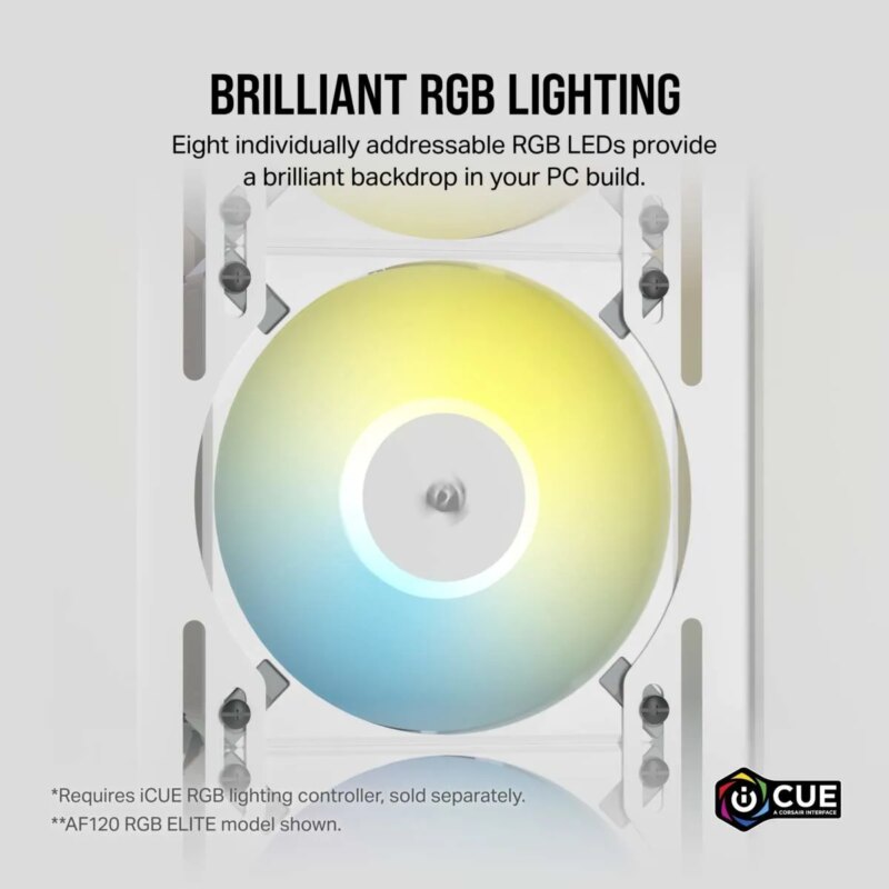 Corsair iCUE AF120 RGB SLIM 120mm PWM Fluid Dynamic Bearing Fan - White (CO-9050164-WW) - Image 24