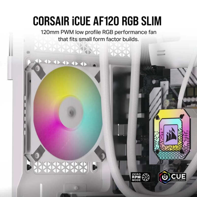 Corsair iCUE AF120 RGB SLIM 120mm PWM Fluid Dynamic Bearing Fan - White (CO-9050164-WW) - Image 29