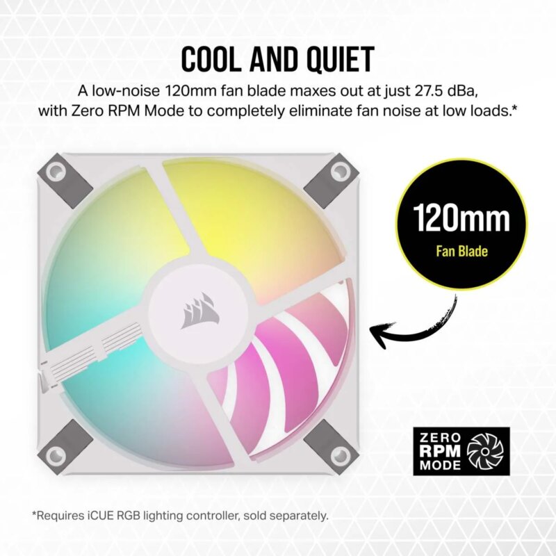 Corsair iCUE AF120 RGB SLIM 120mm PWM Fluid Dynamic Bearing Fan - White (CO-9050164-WW)_8