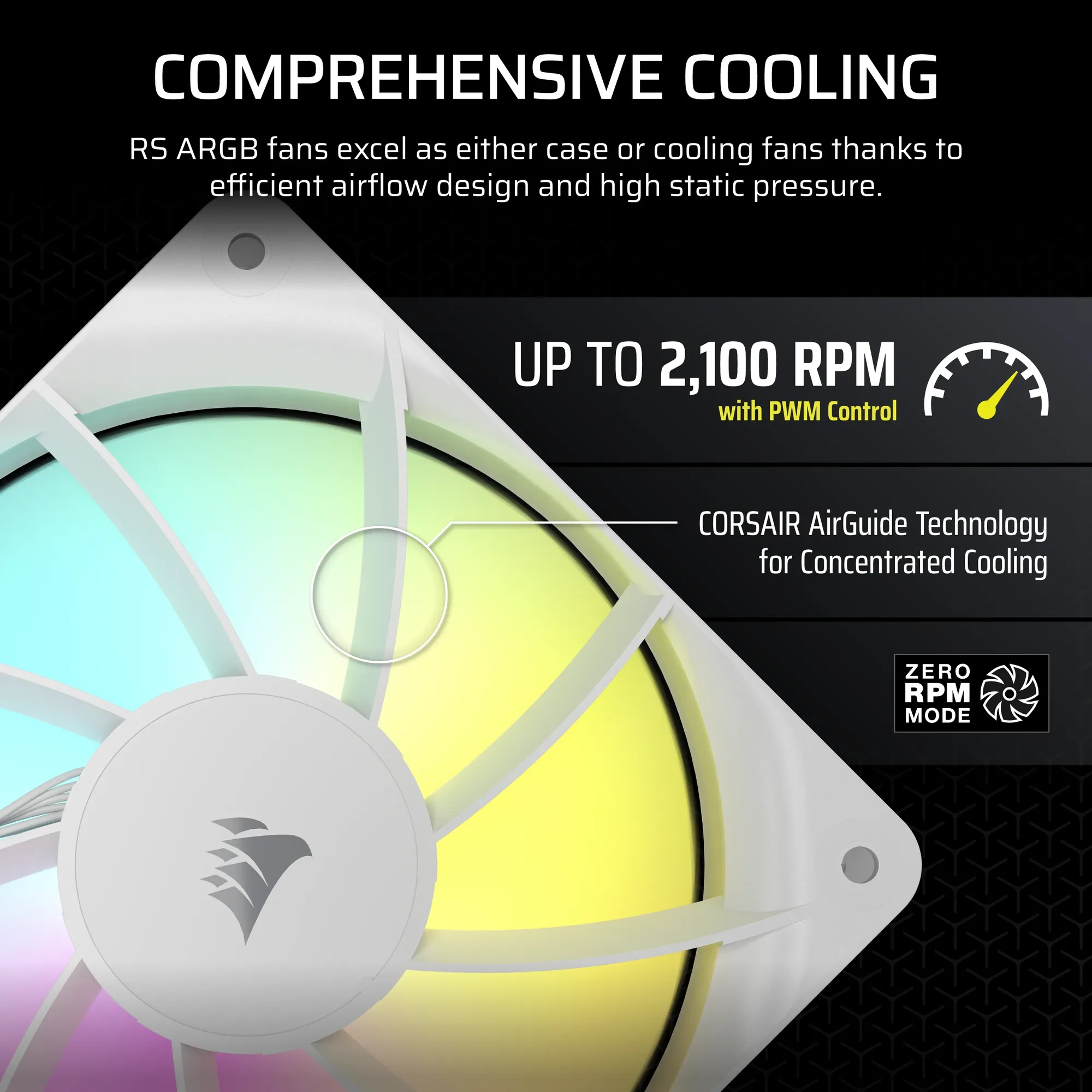 Corsair RS120 ARGB 120mm PWM Fan – White (CO-9050184-WW)