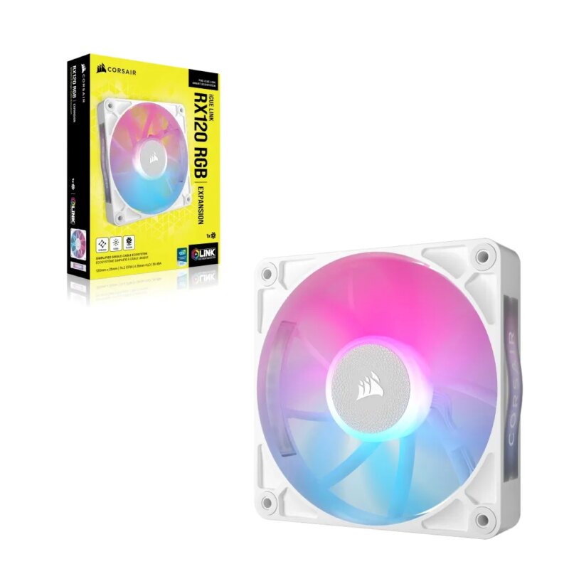 Corsair RX RGB Series; iCUE LINK RX120 RGB White; 120mm Fan; Single Pack (CO-9051021-WW)_9