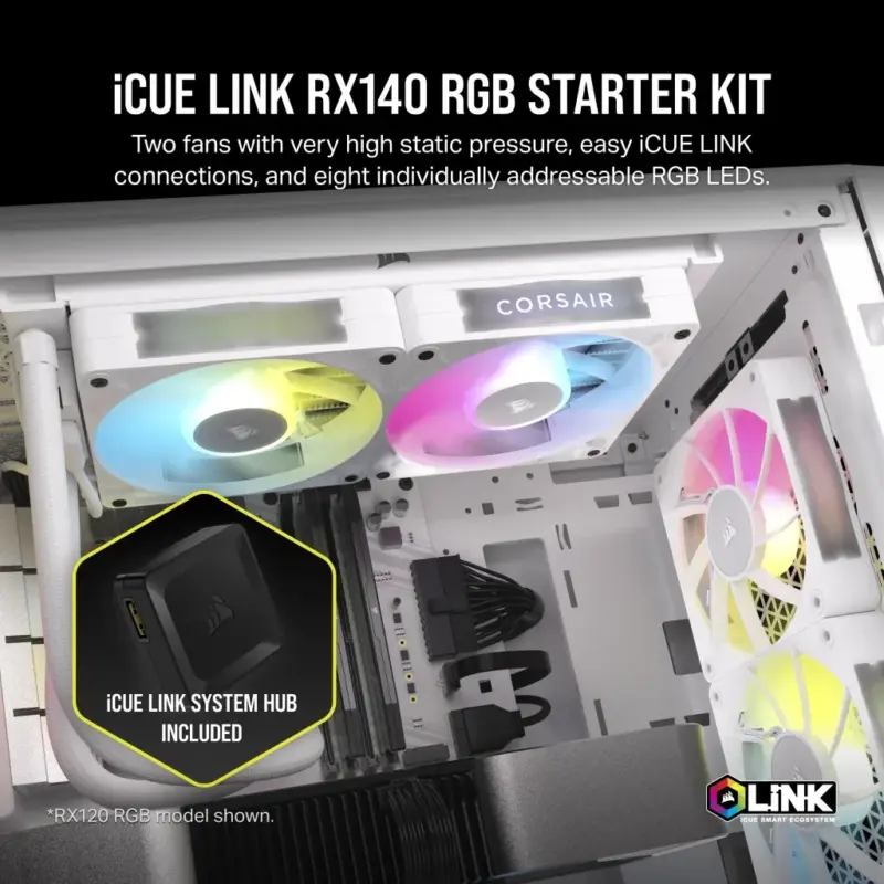 CORSAIR RX Series; iCUE LINK RX140; 140mm Fan; Dual Pack - White. (CO-9051024-WW)_1