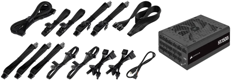 Corsair HX1500i — 1500 Watt 80 PLUS® Platinum; 10yr Warranty;ATX(1);EPS (3);PCI-E (4);4-Pin Peripheral (8);SATA (8);12VHPWR (1) (CP-9020261-WW)